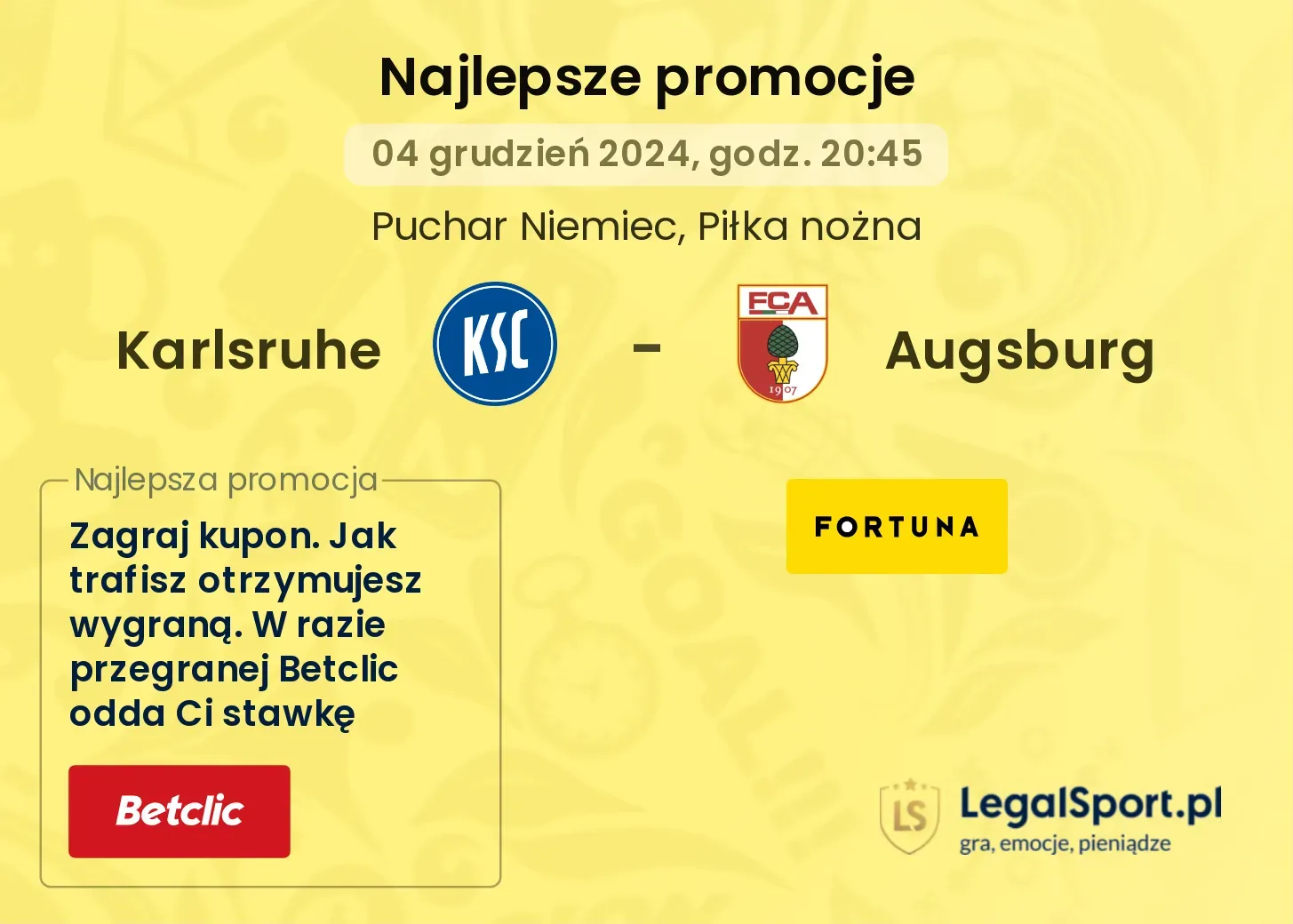 Karlsruhe - Augsburg promocje bonusy na mecz