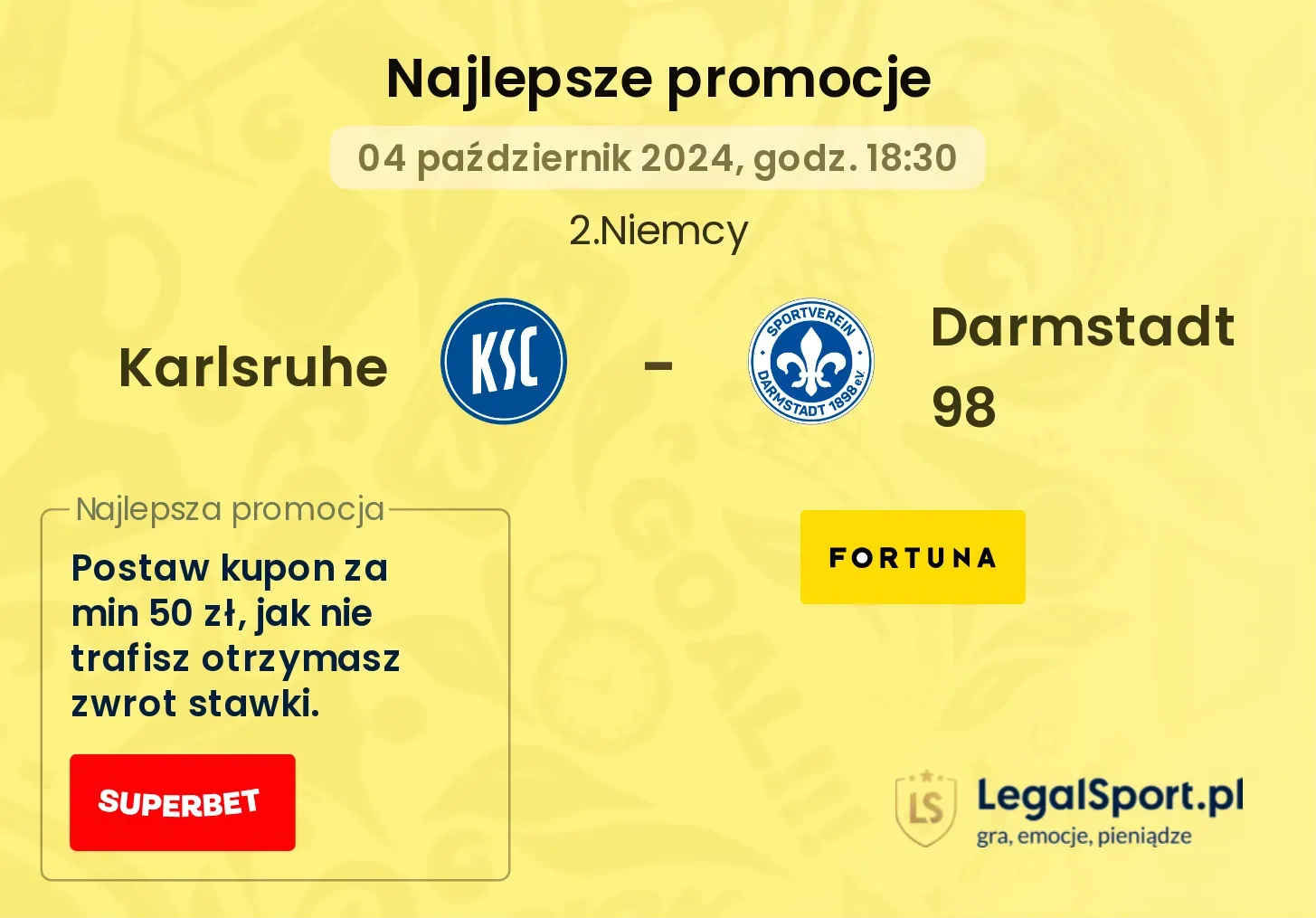 Karlsruhe - Darmstadt 98 promocje bonusy na mecz