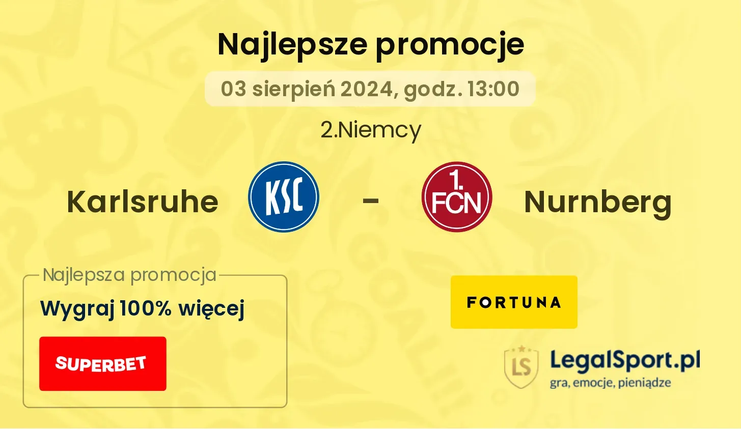 Karlsruhe - Nurnberg promocje bonusy na mecz