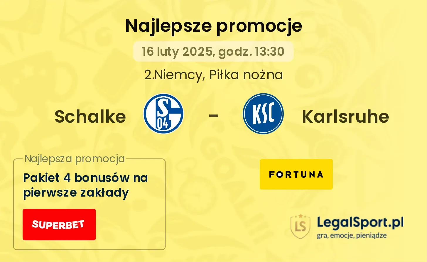 Karlsruhe - Schalke promocje bukmacherskie 13.09, 18:30