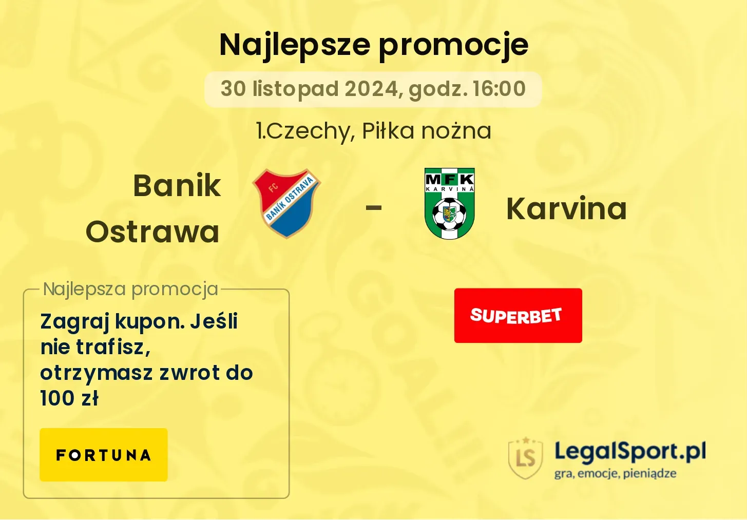 Banik Ostrawa - Karvina promocje u bukmacherów