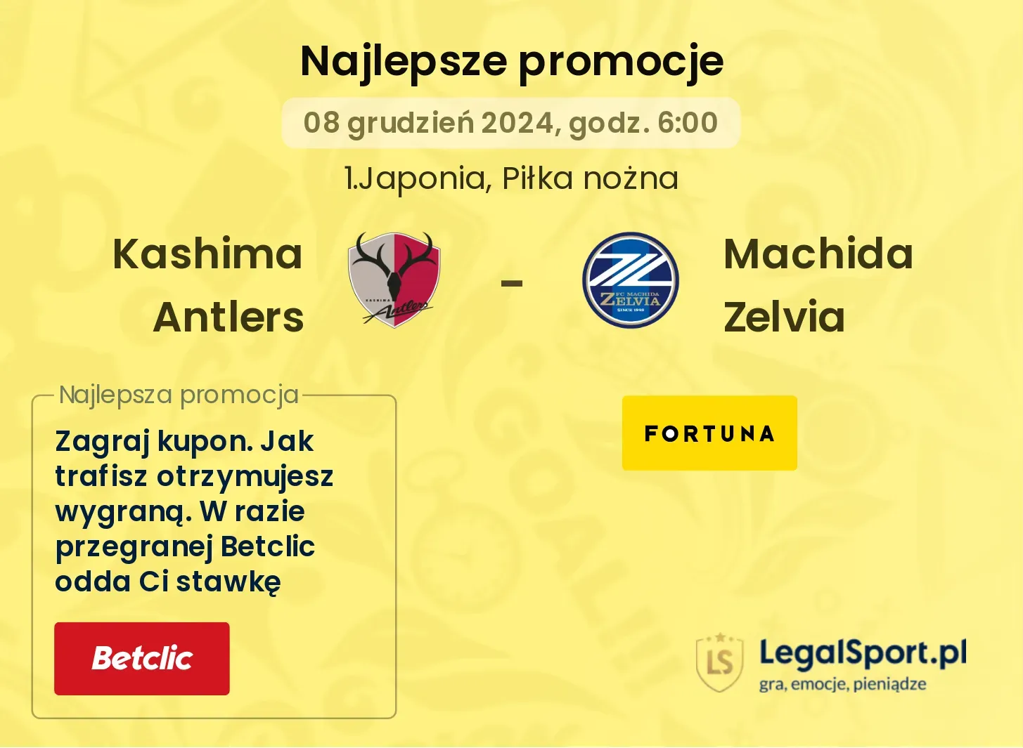 Kashima Antlers - Machida Zelvia promocje bonusy na mecz