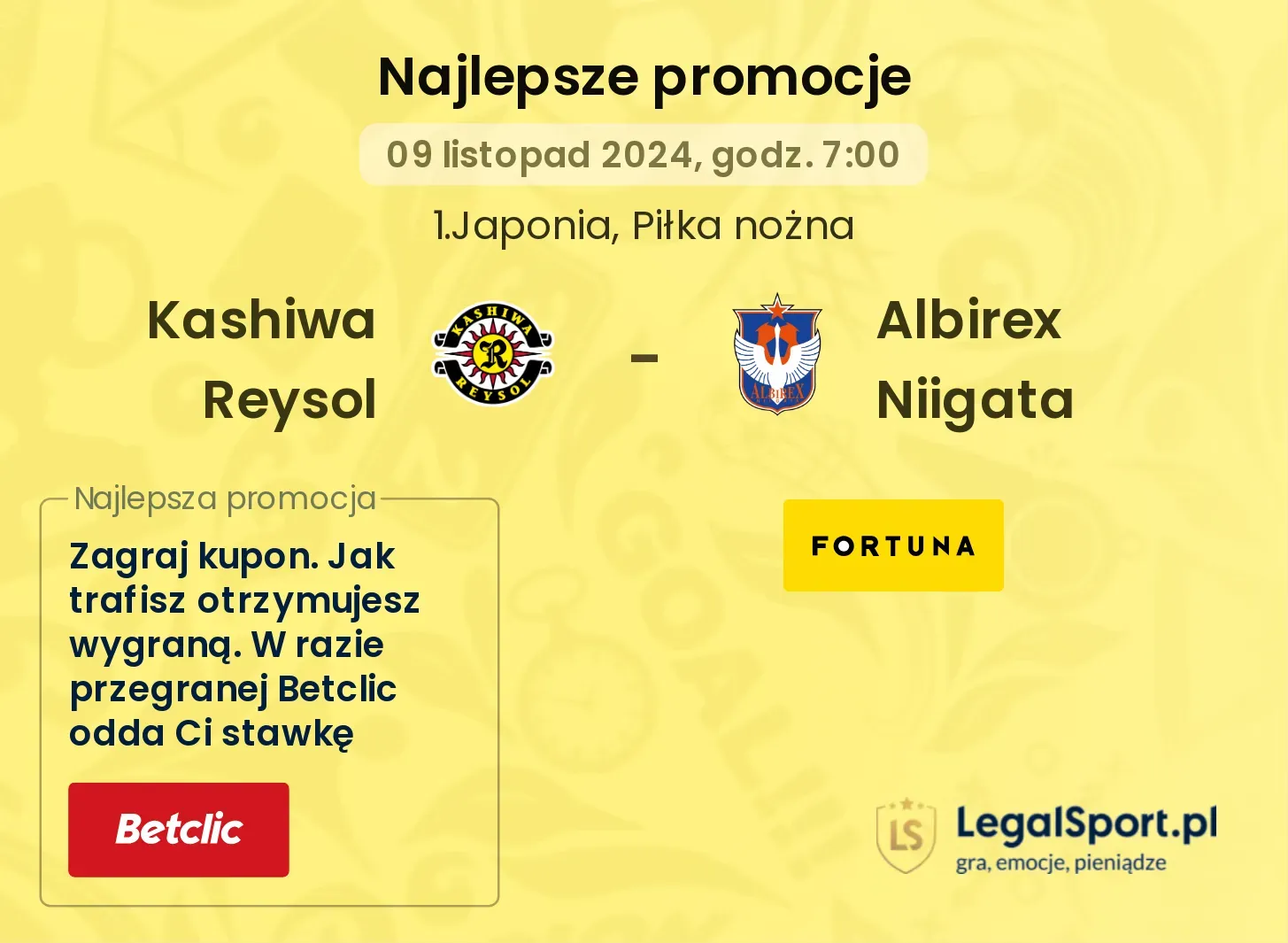 Kashiwa Reysol - Albirex Niigata promocje bonusy na mecz