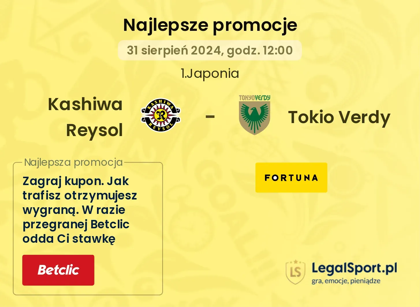 Kashiwa Reysol - Tokio Verdy promocje bonusy na mecz