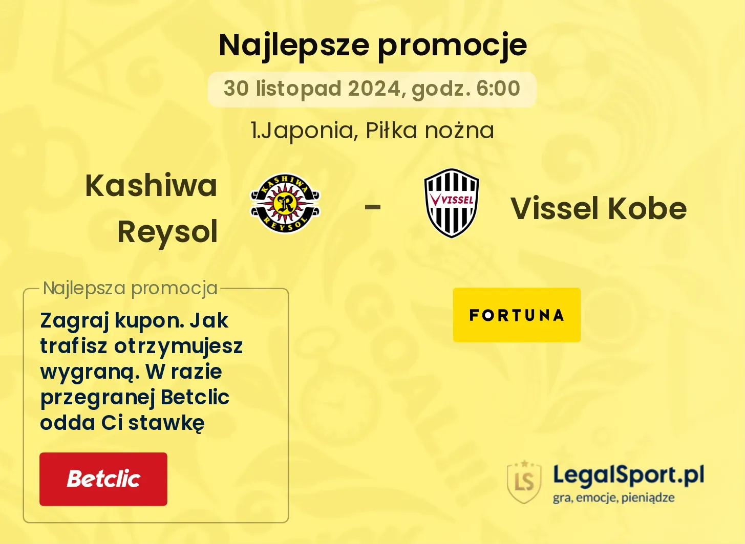 Kashiwa Reysol - Vissel Kobe promocje bonusy na mecz