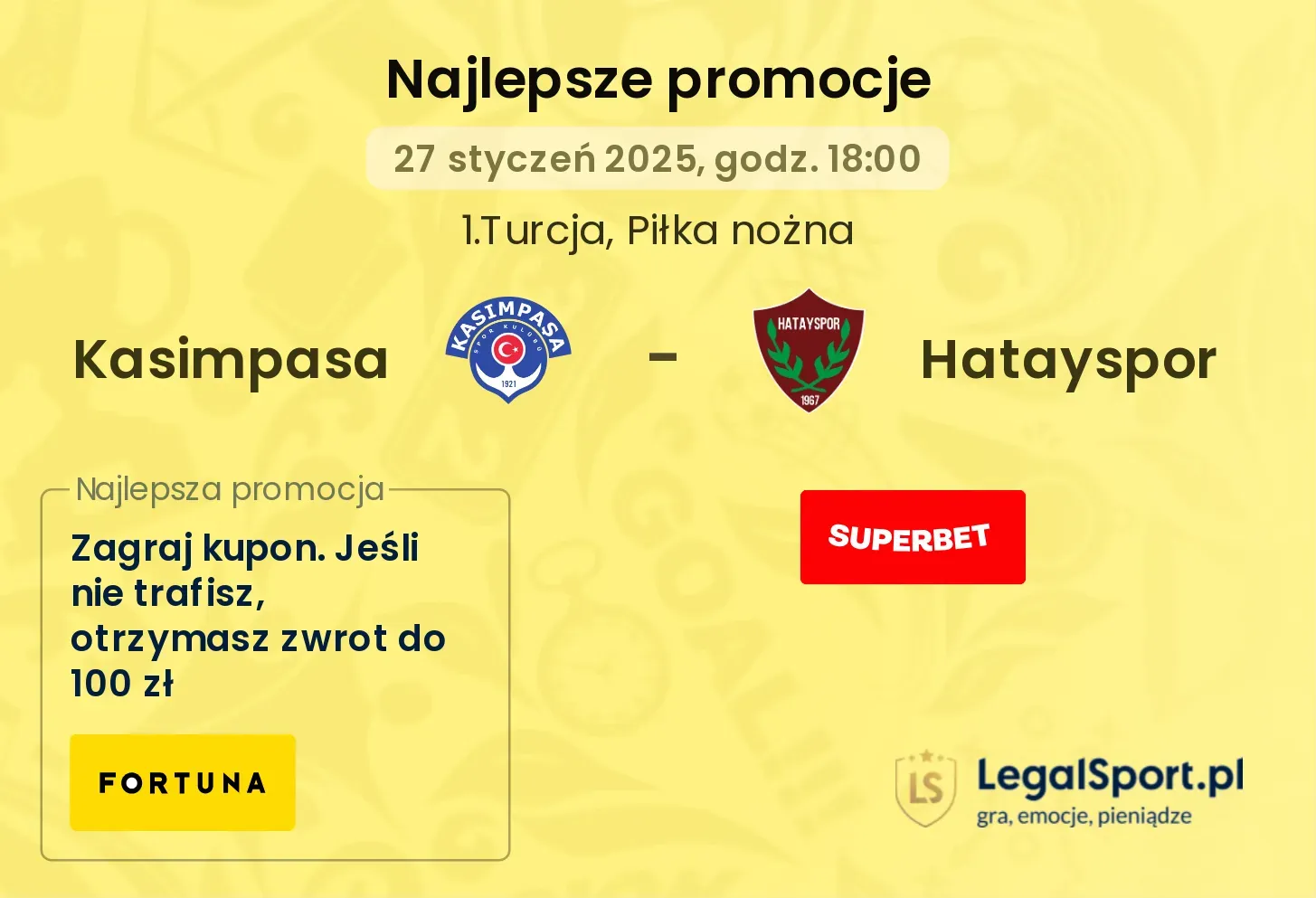 Kasimpasa - Hatayspor promocje bonusy na mecz