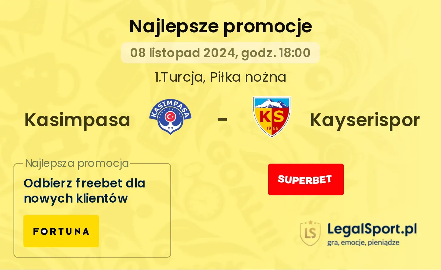 Kasimpasa - Kayserispor promocje bukmacherskie 08.11, 18:00