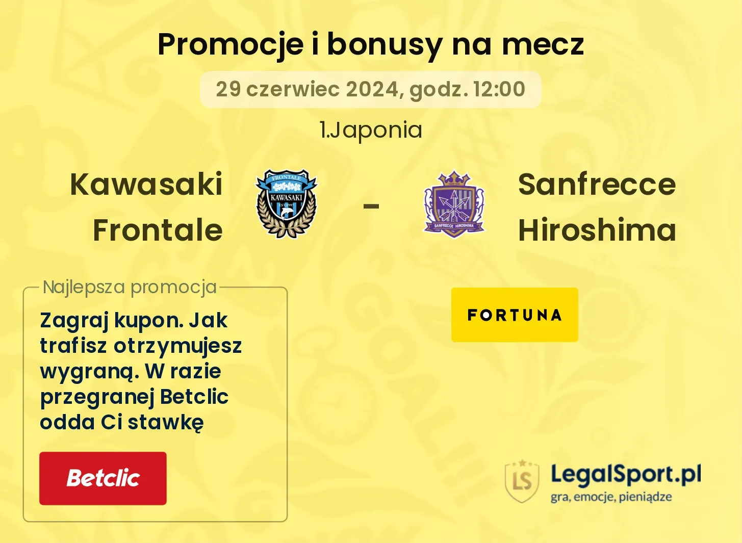 Kawasaki Frontale - Sanfrecce Hiroshima promocje bonusy na mecz