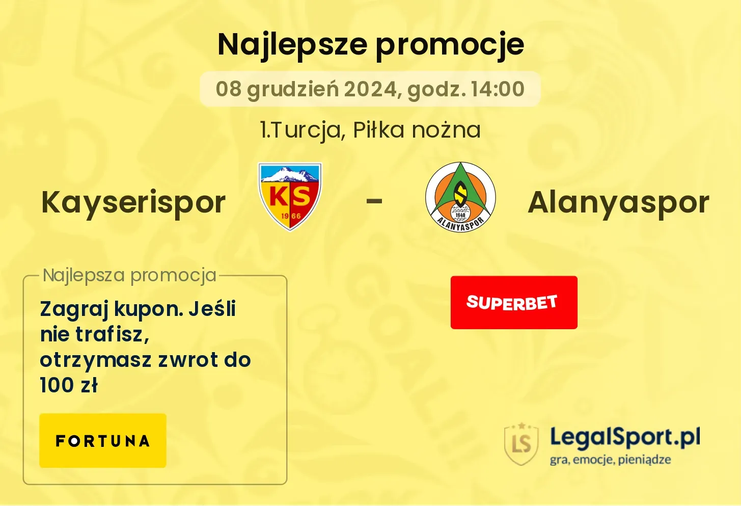 Kayserispor - Alanyaspor promocje bonusy na mecz