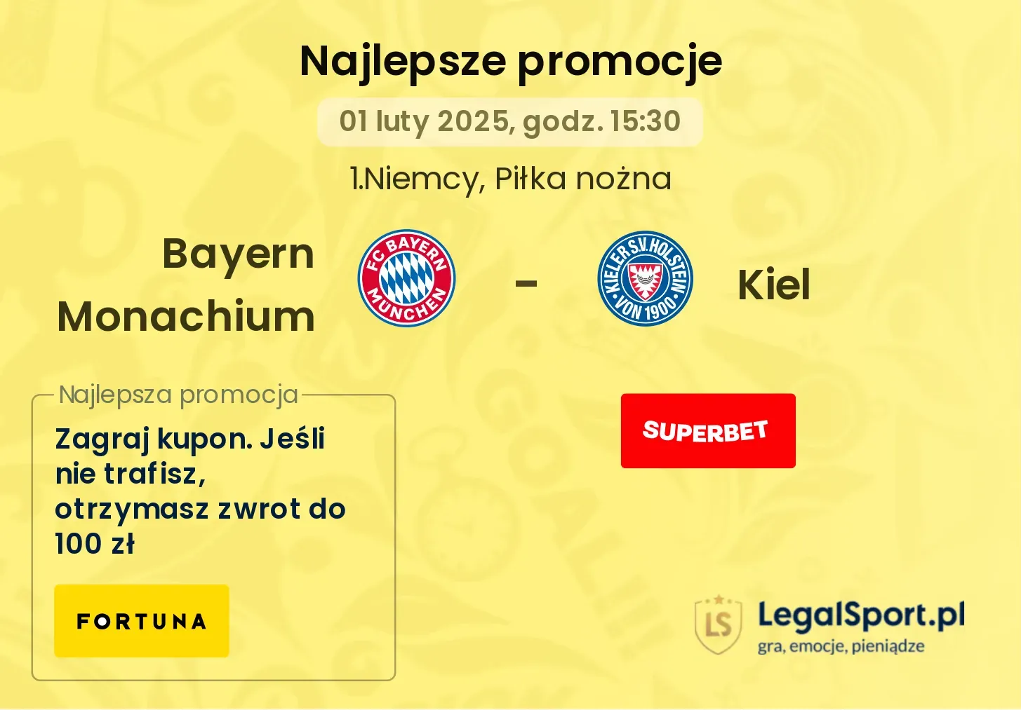 Bayern Monachium - Kiel promocje u bukmacherów