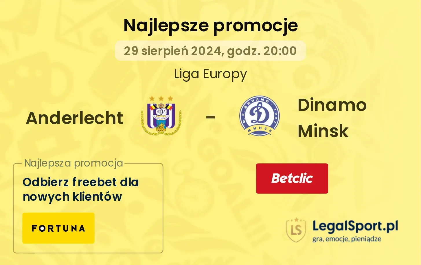 Anderlecht - Dinamo Minsk promocje bonusy na mecz