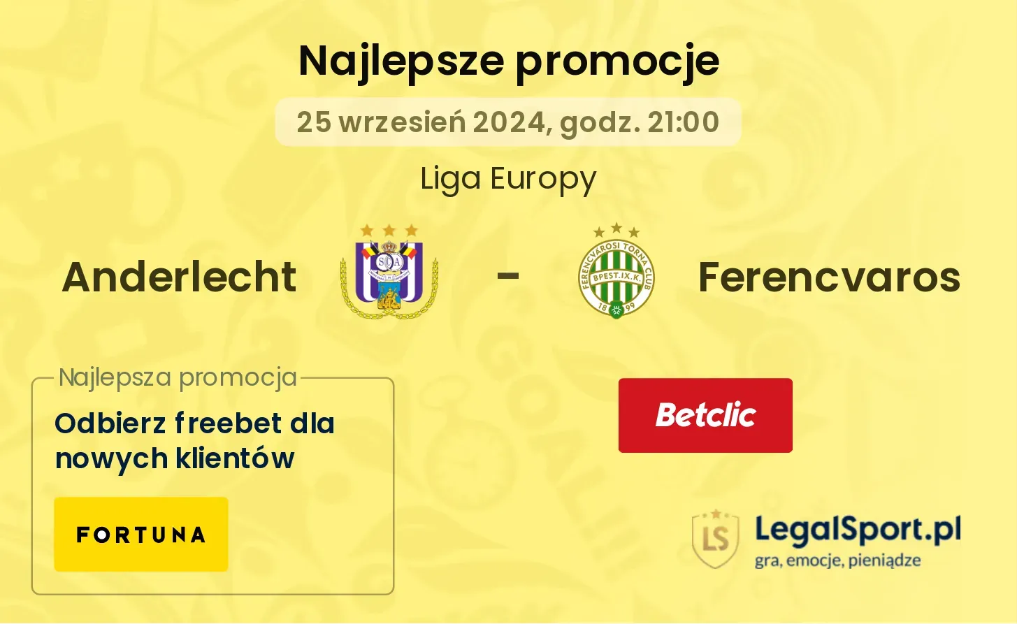 Anderlecht - Ferencvaros promocje bonusy na mecz