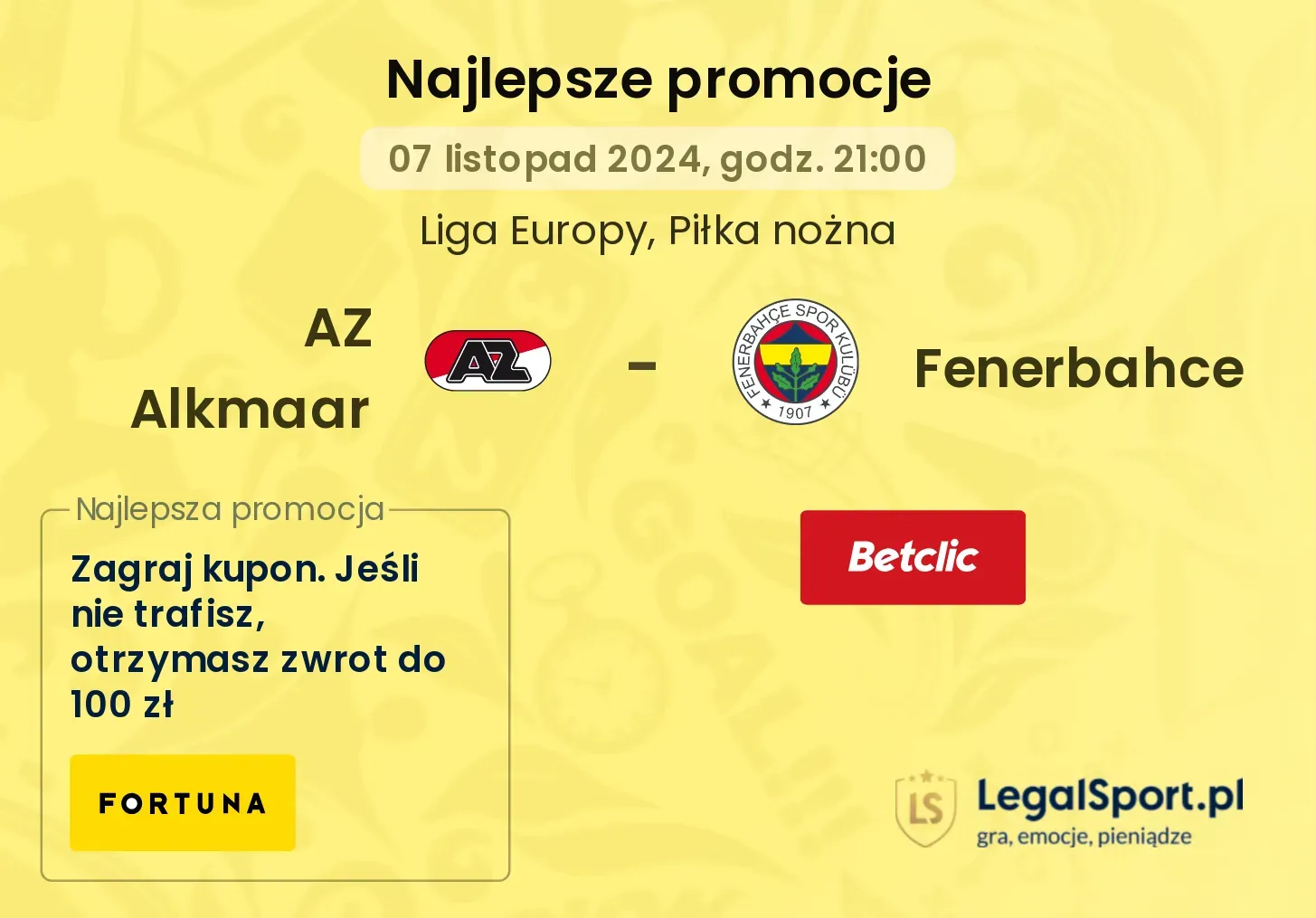 AZ Alkmaar - Fenerbahce promocje u bukmacherów 07.11, 21:00