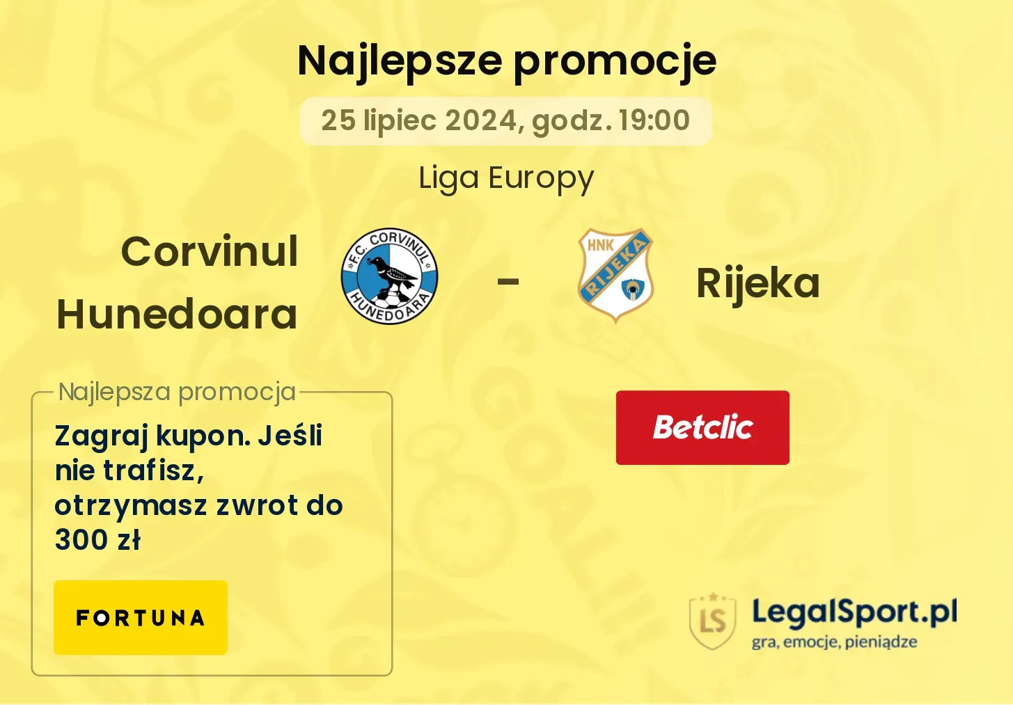 Corvinul Hunedoara - Rijeka promocje bonusy na mecz