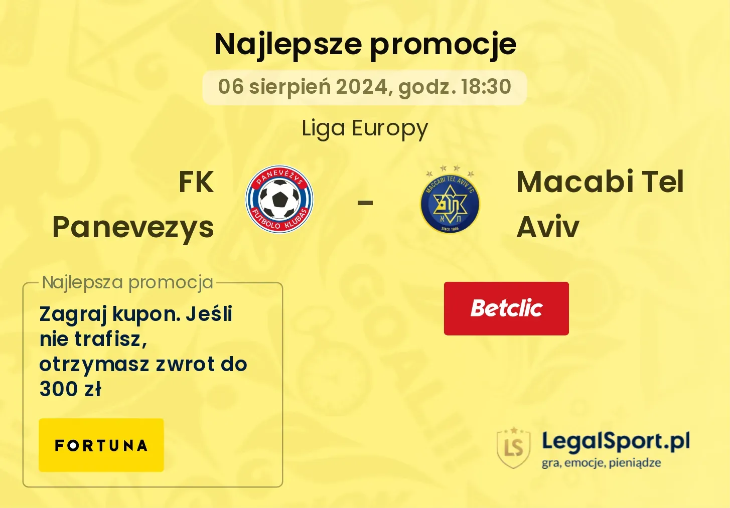 FK Panevezys - Macabi Tel Aviv promocje bonusy na mecz