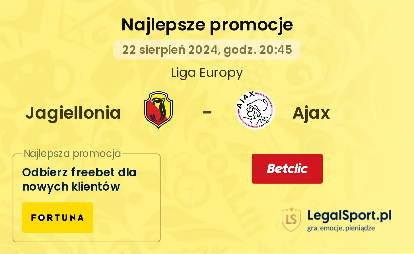 Jagiellonia - Ajax promocje bonusy na mecz