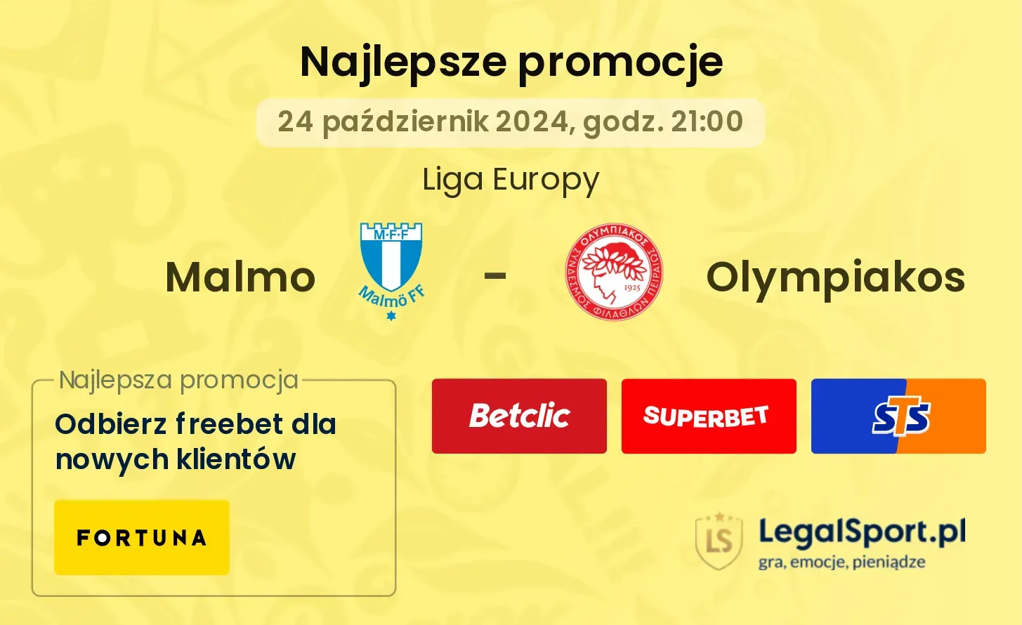 Malmo - Olympiakos promocje bonusy na mecz