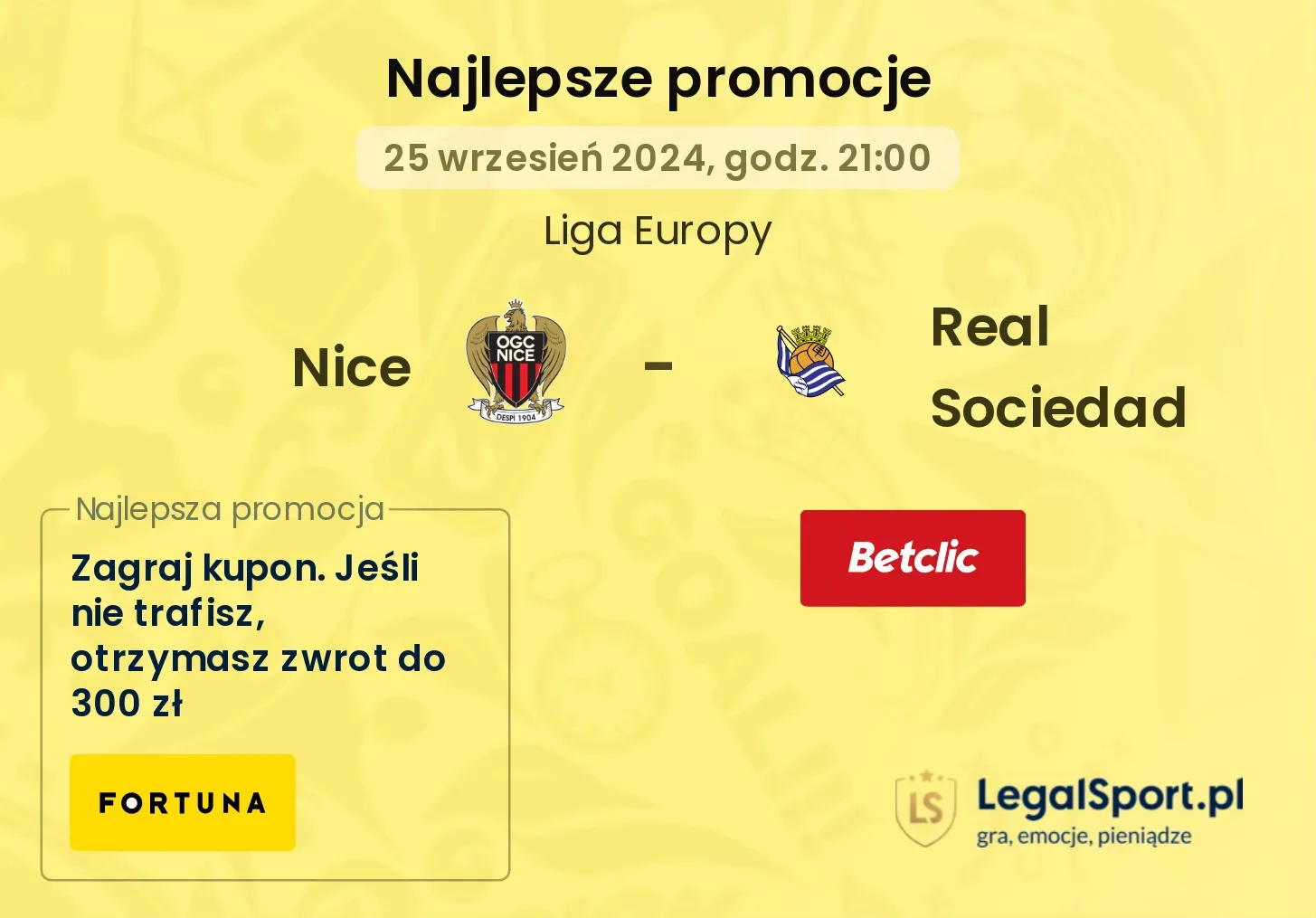 Nice - Real Sociedad promocje bonusy na mecz