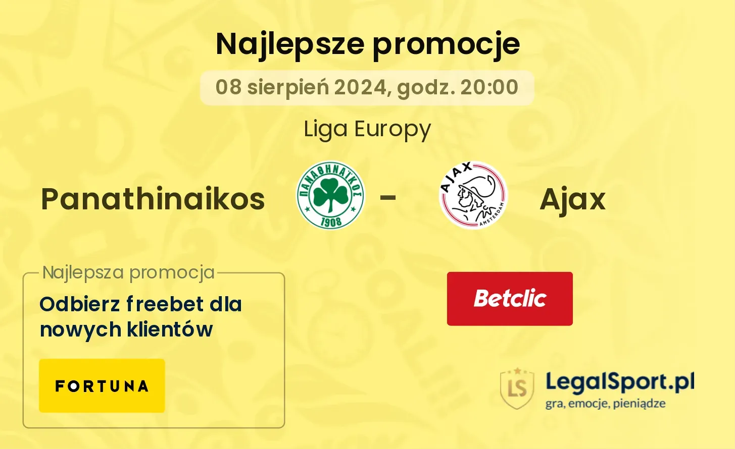 Panathinaikos - Ajax promocje bonusy na mecz