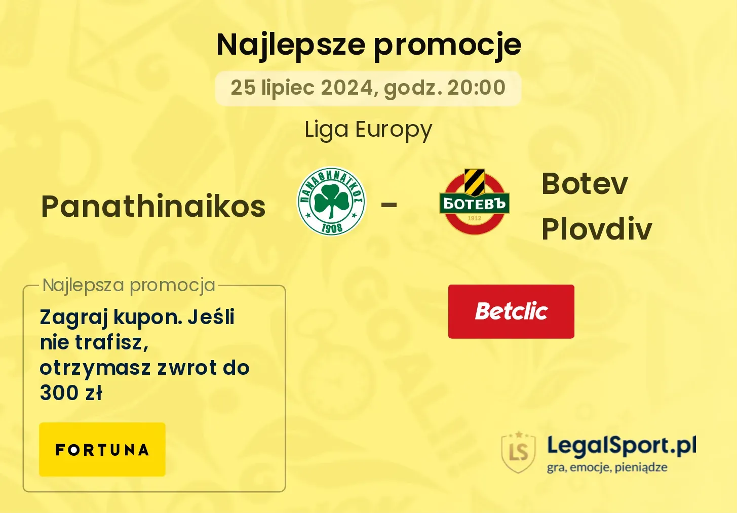 Panathinaikos - Botev Plovdiv promocje bonusy na mecz