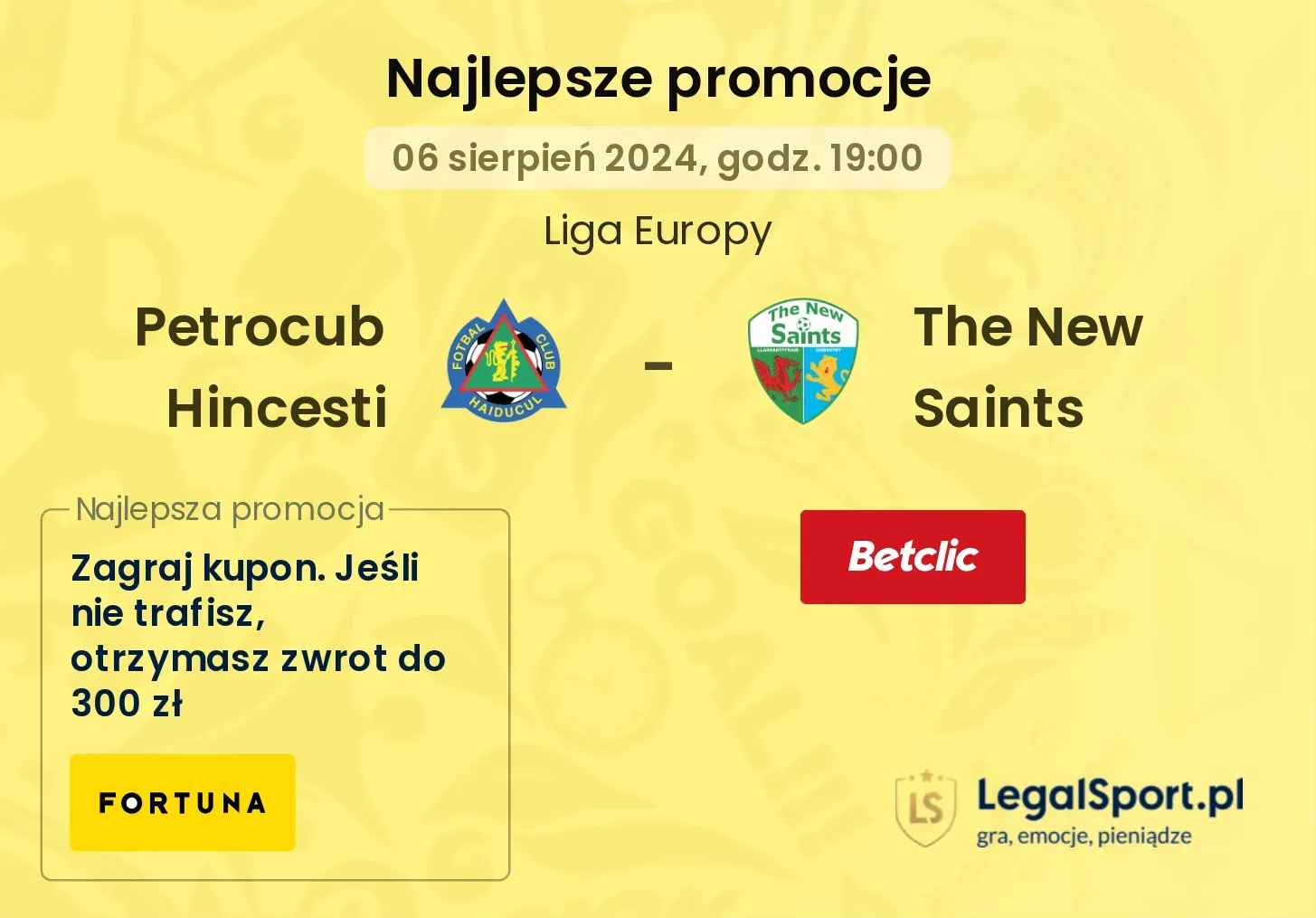 Petrocub Hincesti - The New Saints promocje bonusy na mecz