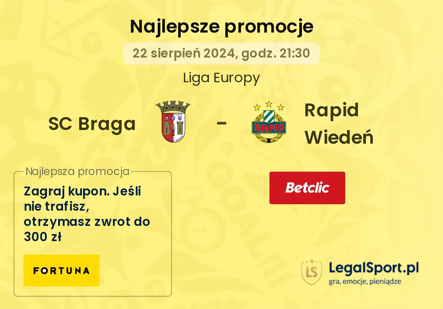 SC Braga - Rapid Wiedeń promocje bonusy na mecz