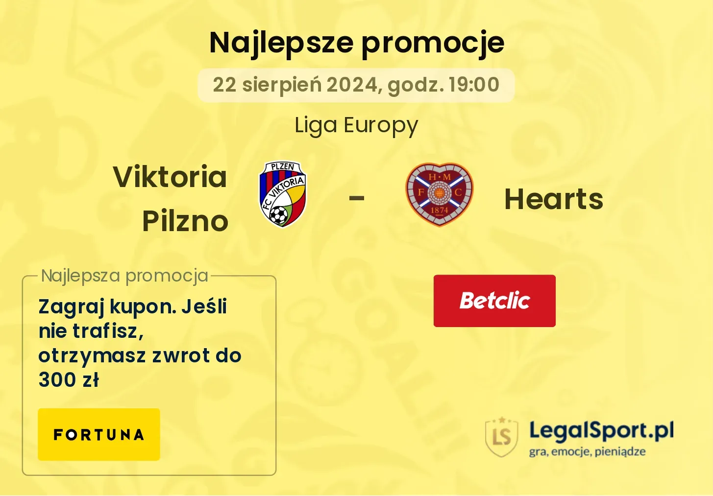 Viktoria Pilzno - Hearts promocje bonusy na mecz