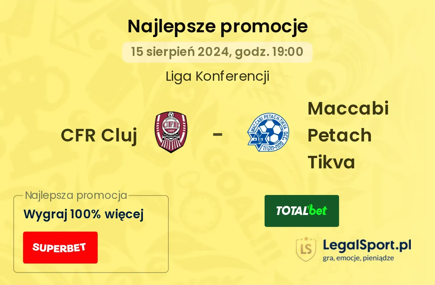 CFR Cluj - Maccabi Petach Tikva promocje bonusy na mecz