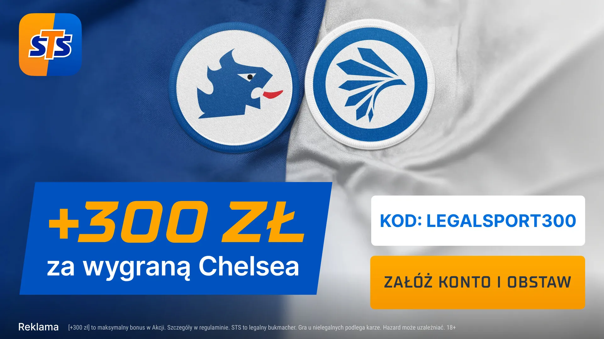 300 zł za wygraną Chelsea lub Gent w zakładach bukmacherskich STS