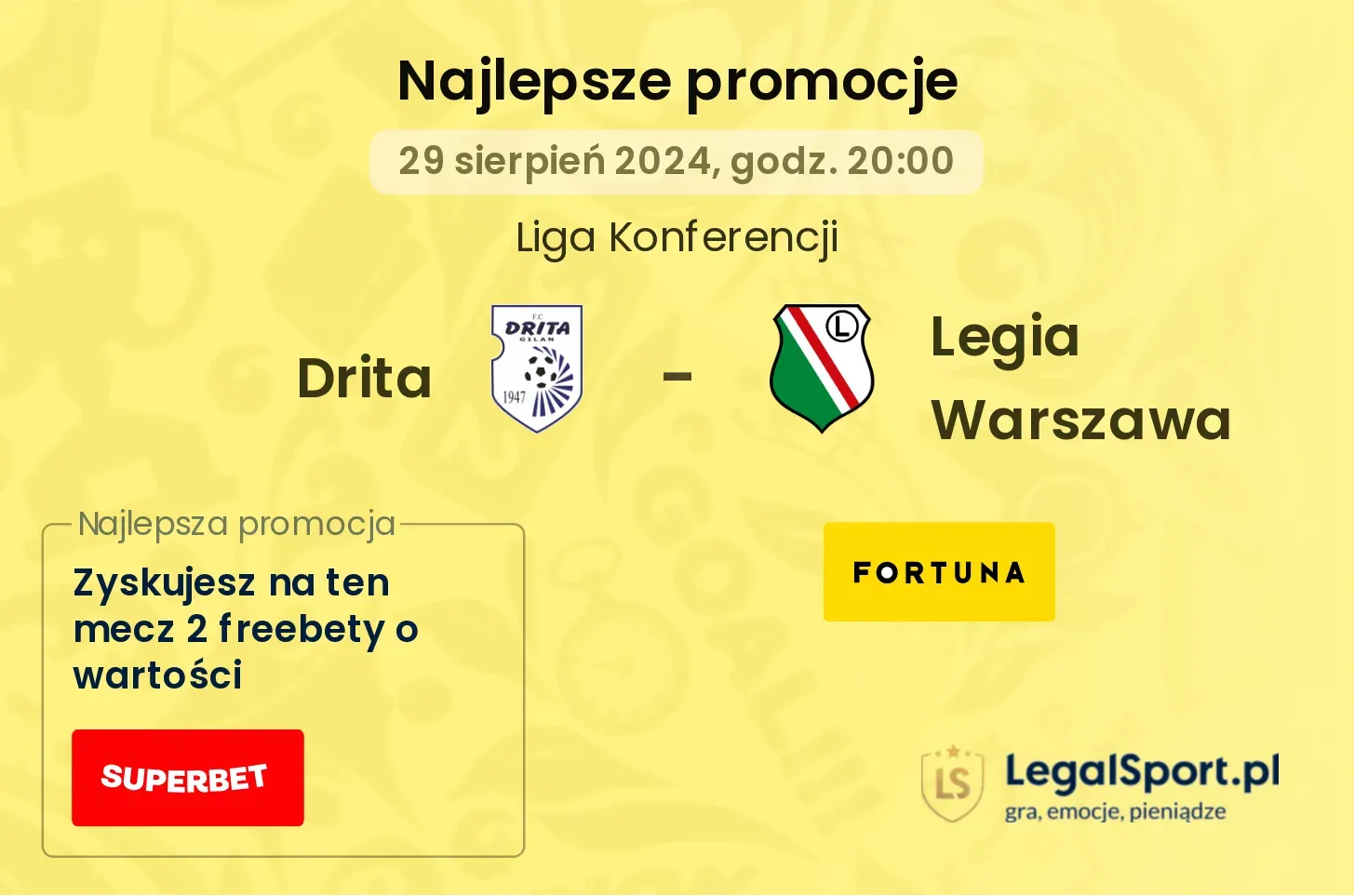 Drita - Legia Warszawa promocje bonusy na mecz