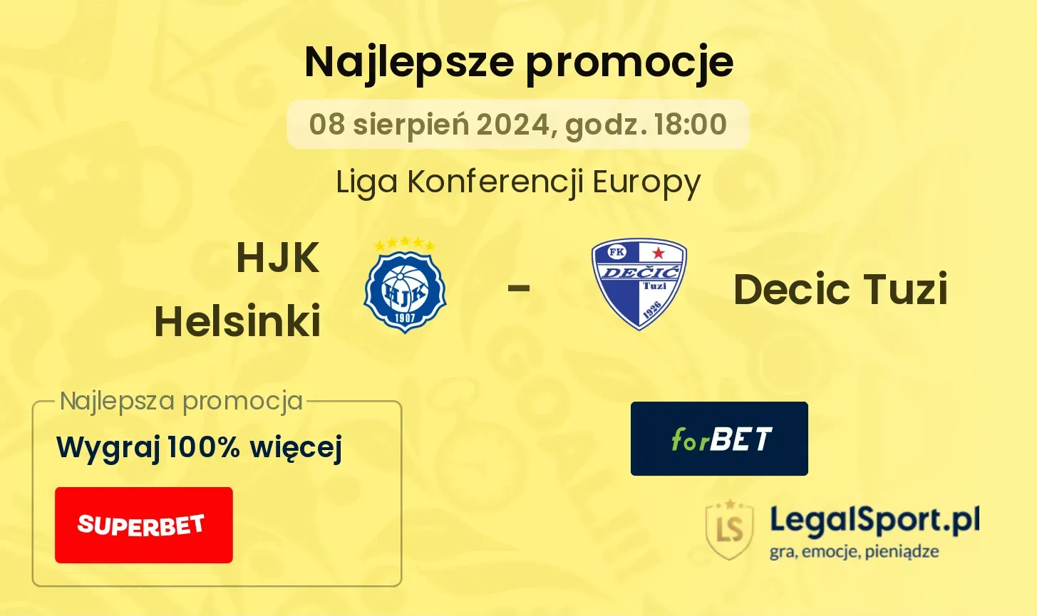 HJK Helsinki - Decic Tuzi promocje bonusy na mecz