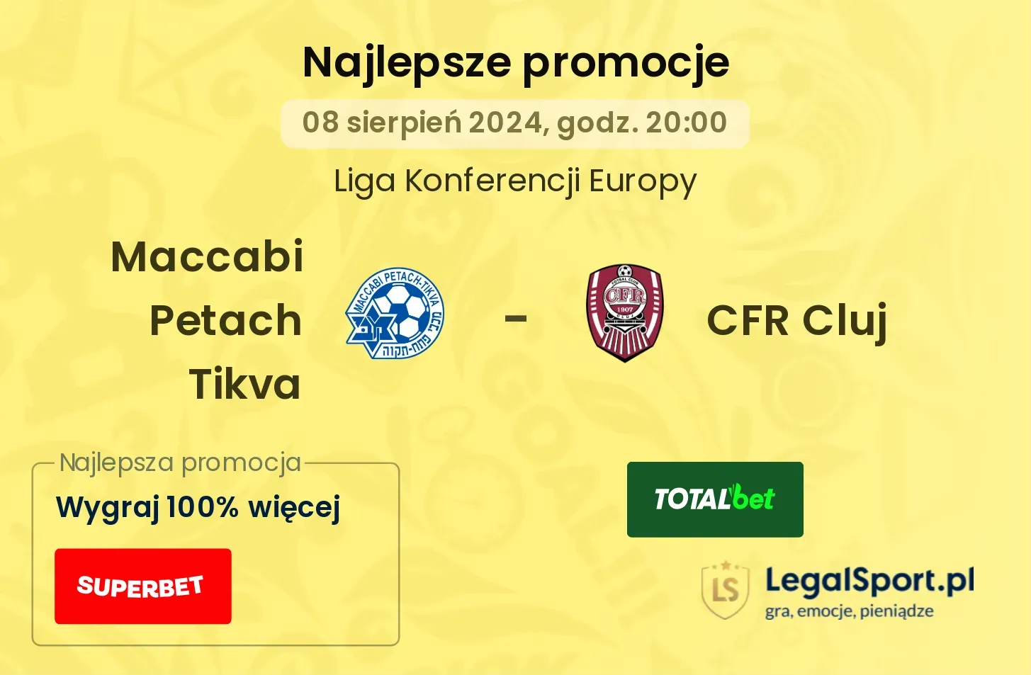 Maccabi Petach Tikva - CFR Cluj promocje bonusy na mecz