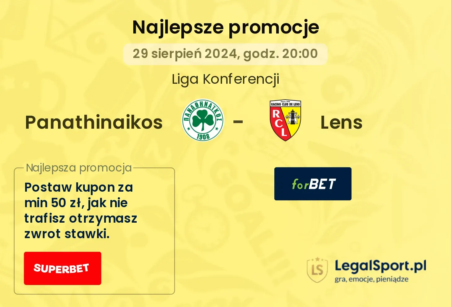 Panathinaikos - Lens promocje bonusy na mecz