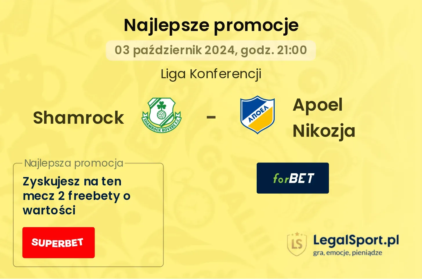 Shamrock - Apoel Nikozja promocje bonusy na mecz