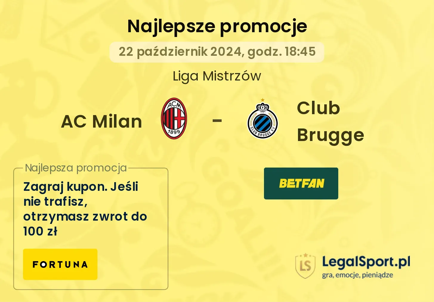 AC Milan - Club Brugge promocje bonusy na mecz