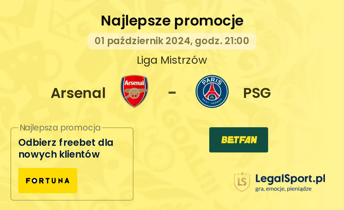 Arsenal - PSG promocje bonusy na mecz