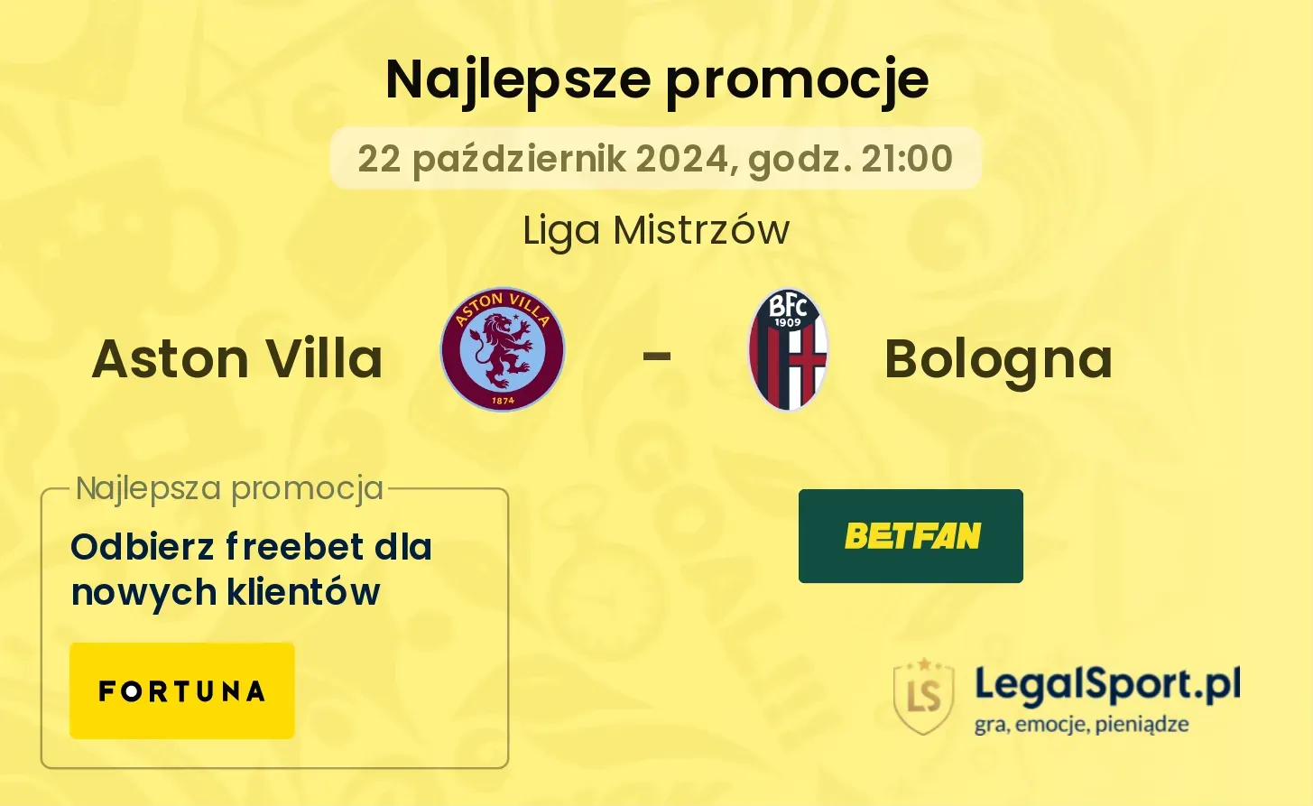 Aston Villa - Bologna promocje bonusy na mecz