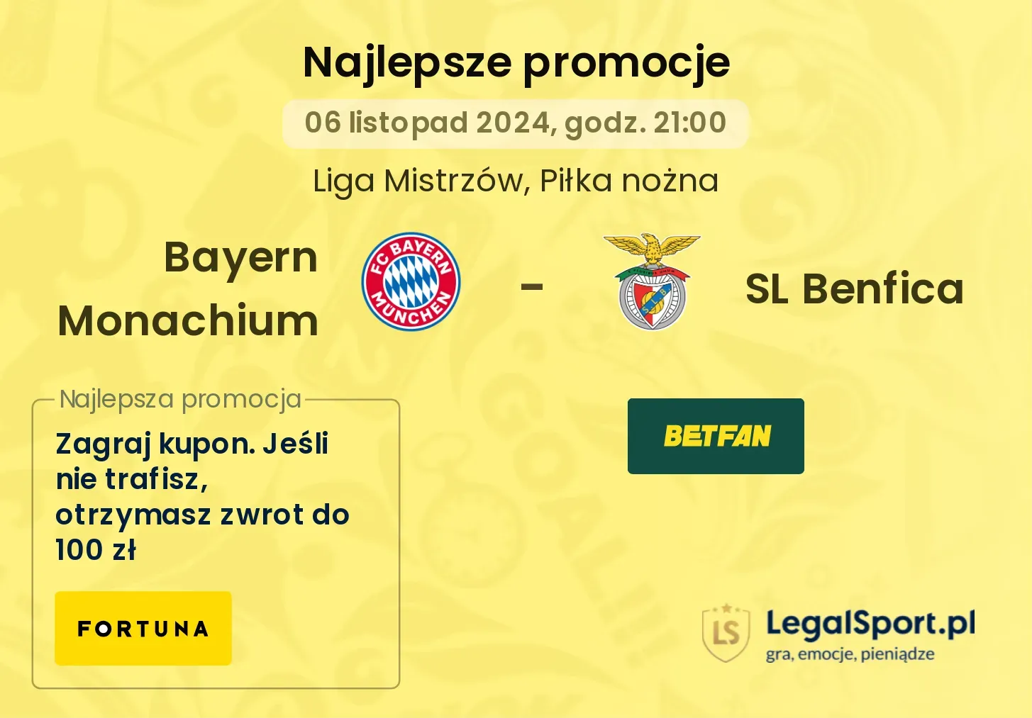 Bayern Monachium - SL Benfica promocje bonusy na mecz