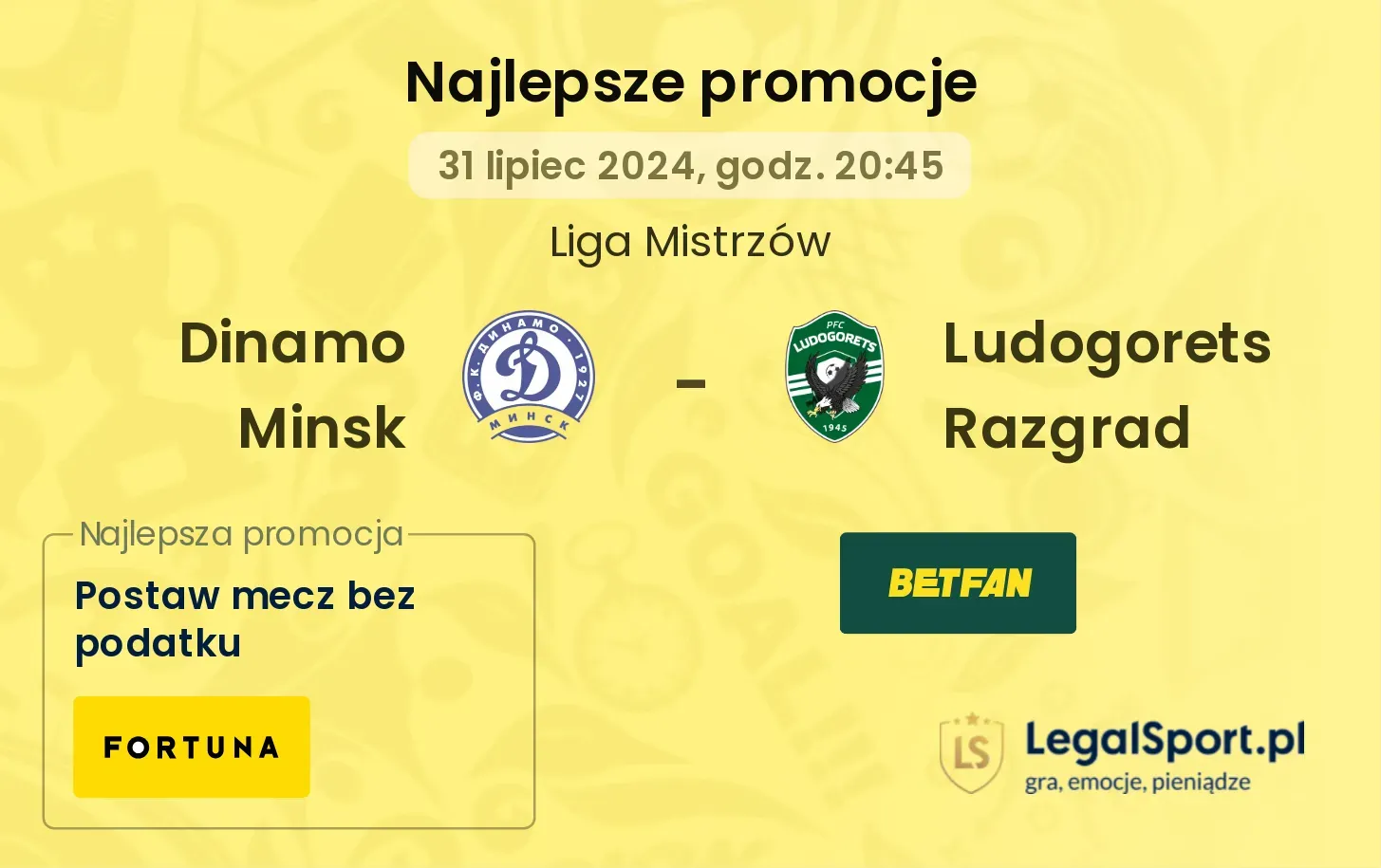 Dinamo Minsk - Ludogorets Razgrad promocje bonusy na mecz