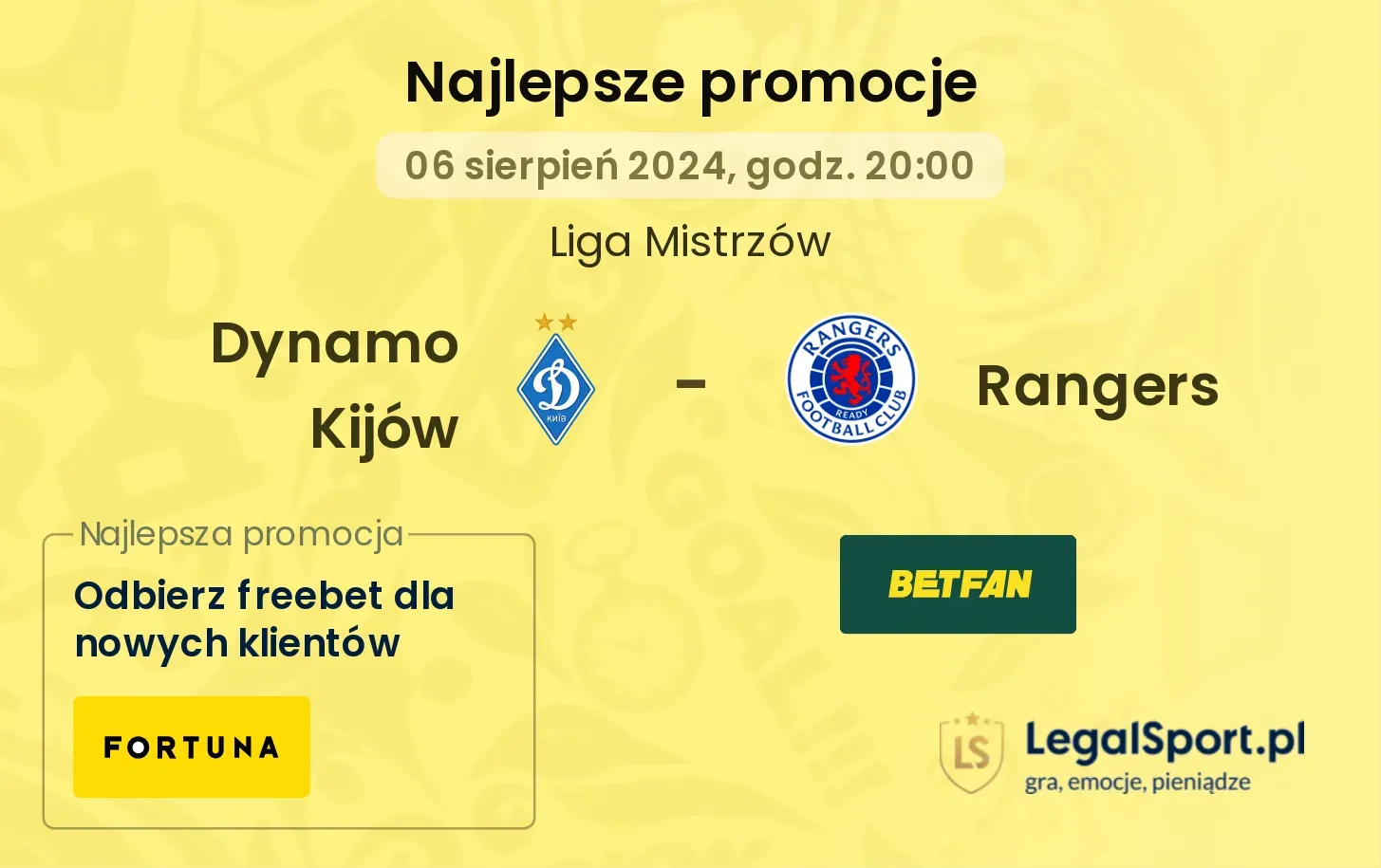 Dynamo Kijów - Rangers promocje bonusy na mecz