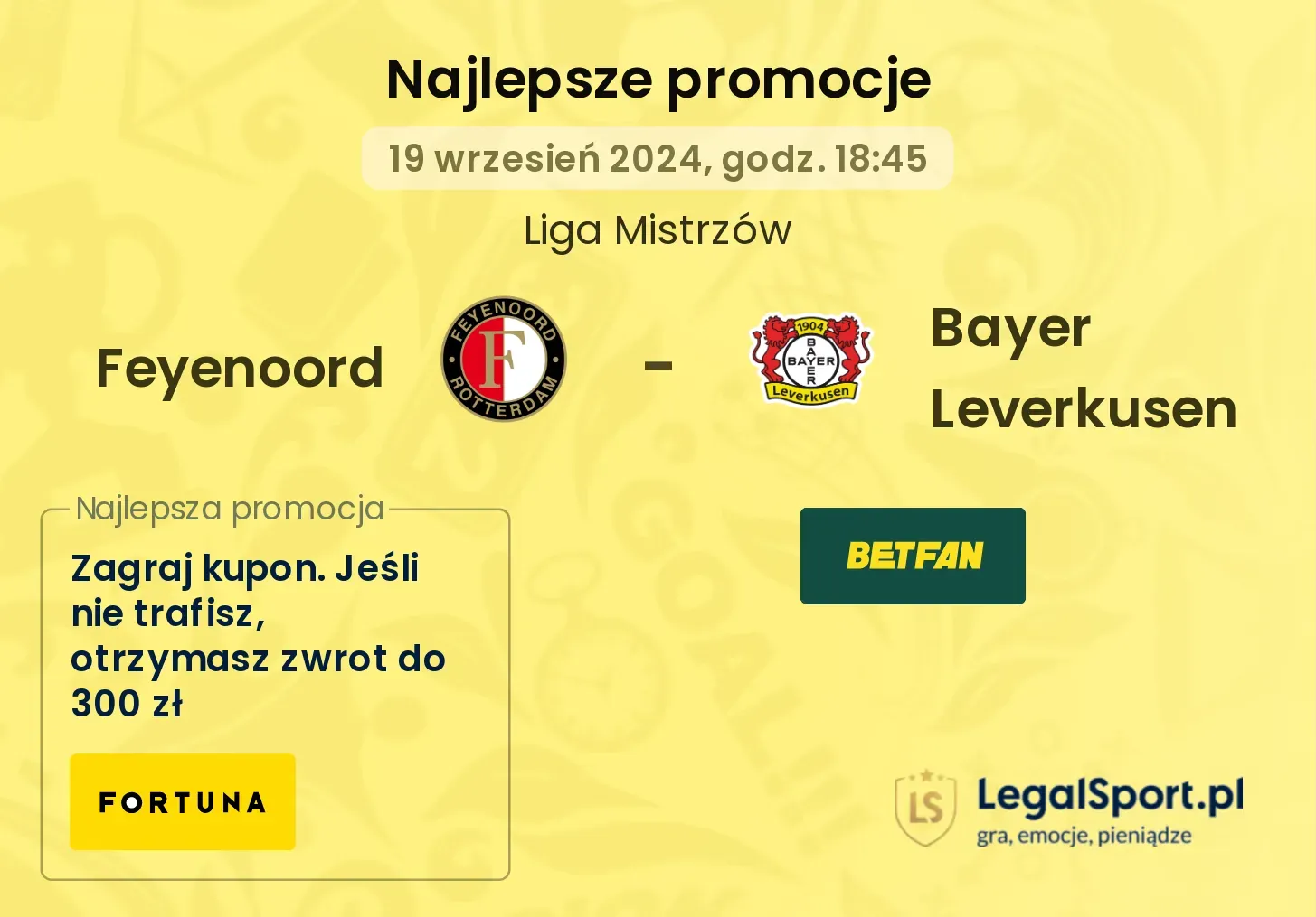 Feyenoord - Bayer Leverkusen promocje bonusy na mecz