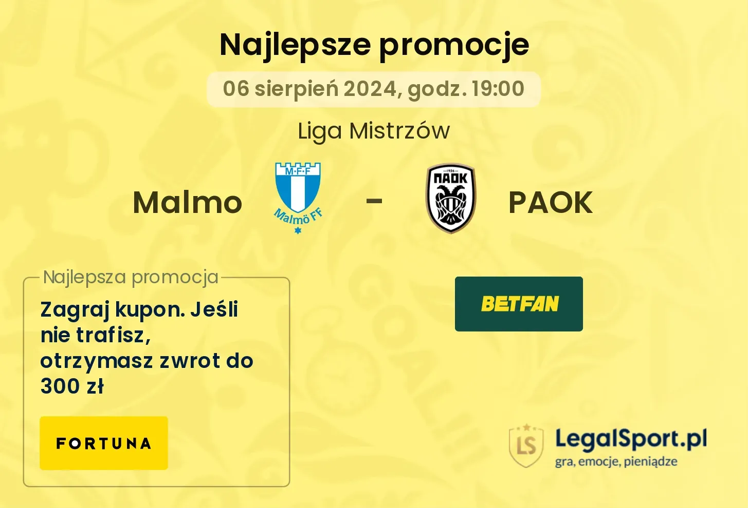 Malmo - PAOK promocje bonusy na mecz