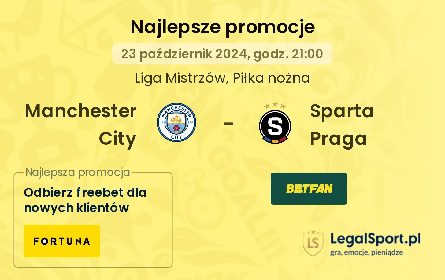 Manchester City - Sparta Praga promocje bonusy na mecz