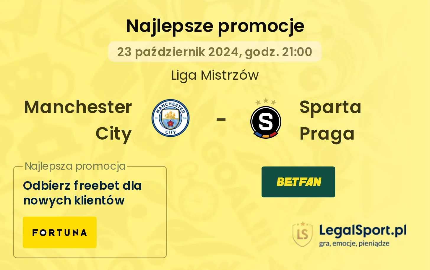 Manchester City - Sparta Praga promocje bonusy na mecz