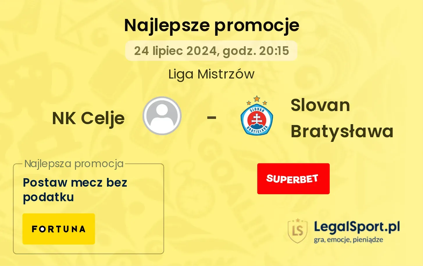 NK Celje - Slovan Bratysława promocje bonusy na mecz