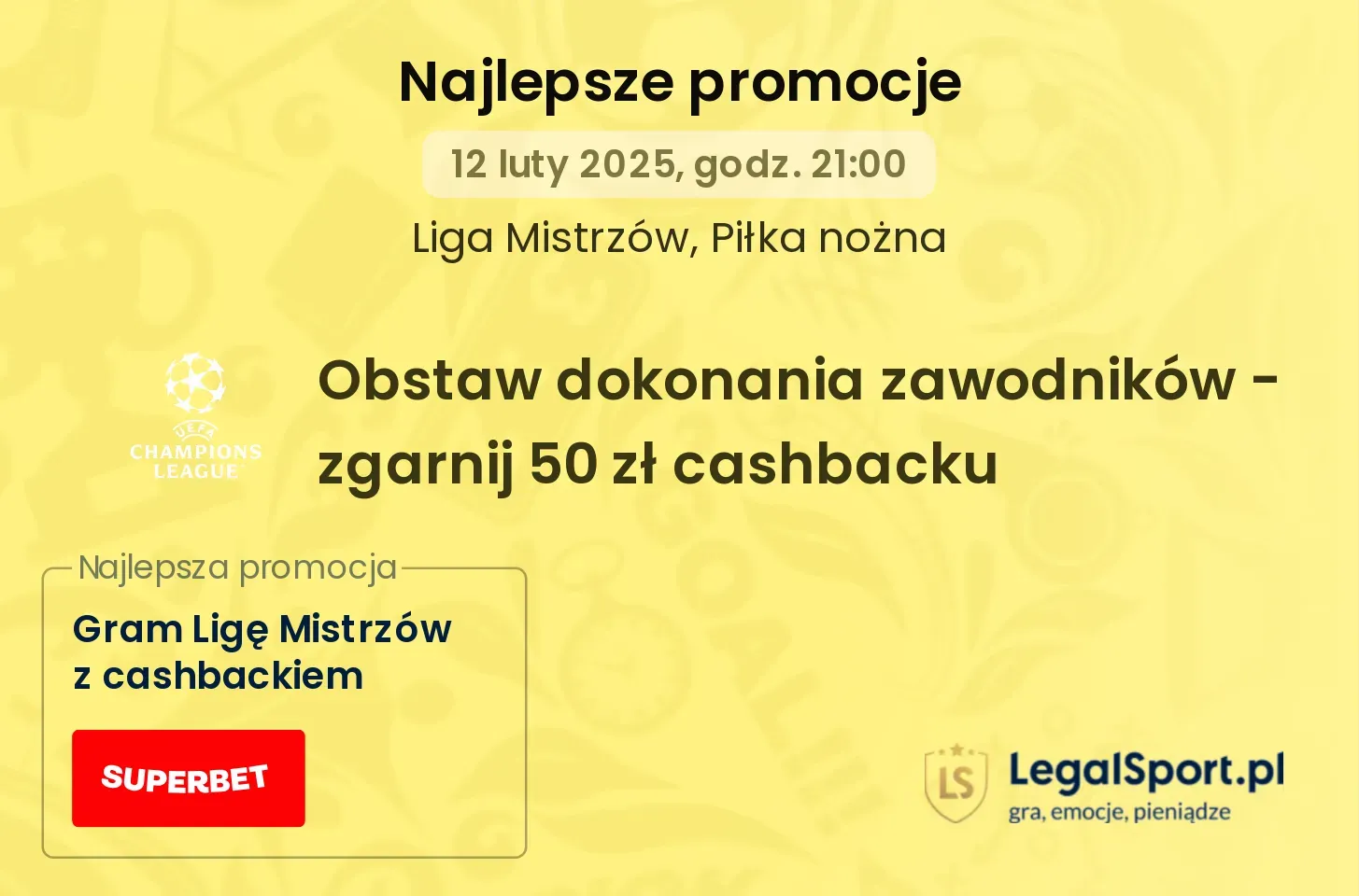 Obstaw dokonania zawodników - zgarnij 50 zł cashbacku  promocje bonusy na mecz