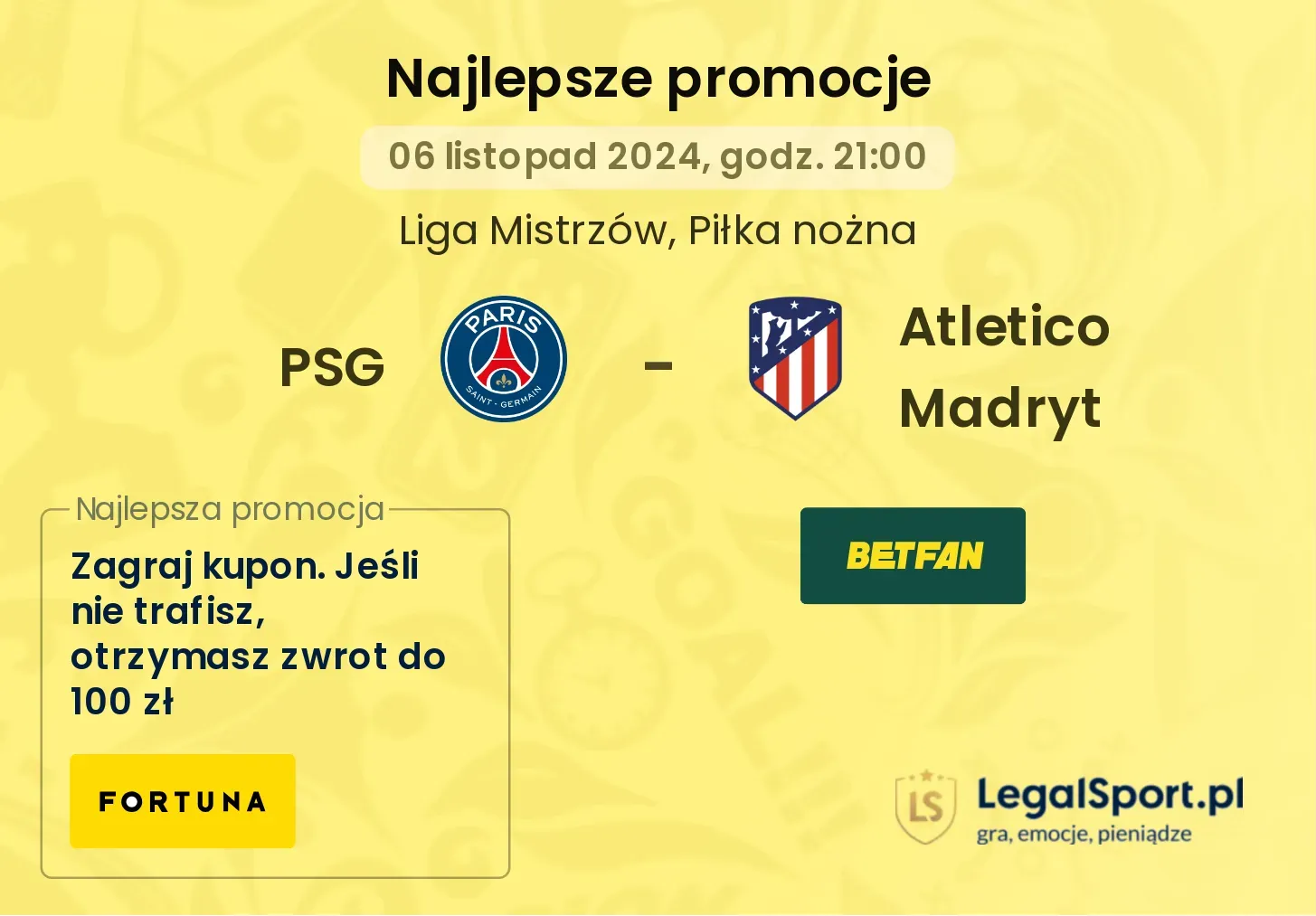 PSG - Atletico Madryt promocje bonusy na mecz