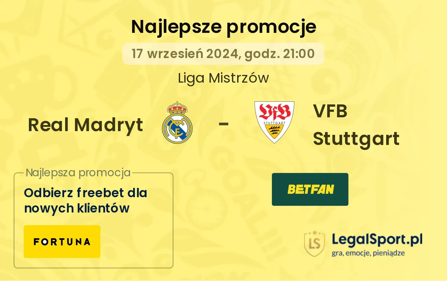 Real Madryt - VFB Stuttgart promocje bonusy na mecz