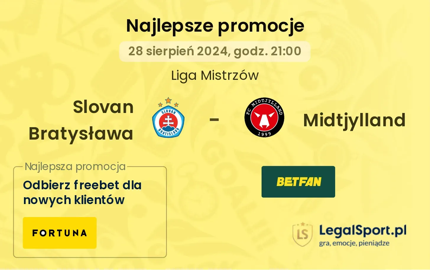 Slovan Bratysława - Midtjylland promocje bonusy na mecz