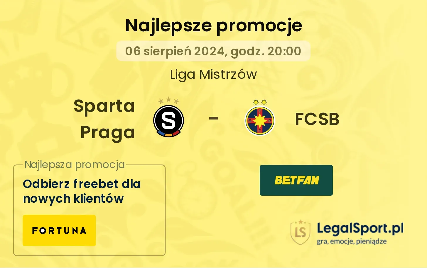 Sparta Praga - FCSB promocje bonusy na mecz